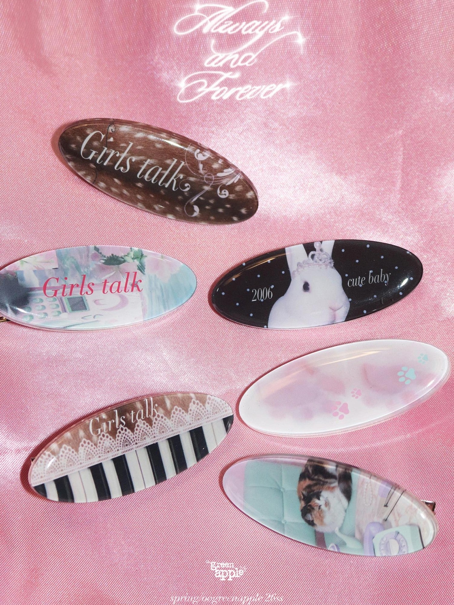 Oogreenapple Retro Polka Dot Cat Oval Side Clip Whimsical Women&