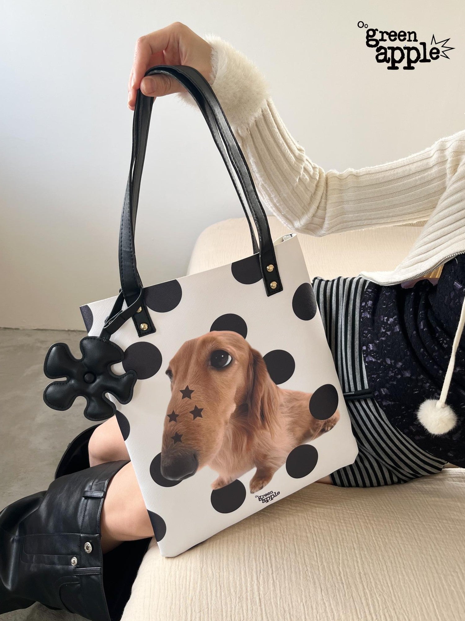 Oogreenapple Star Dachshund Printed Envelope Tote Women&