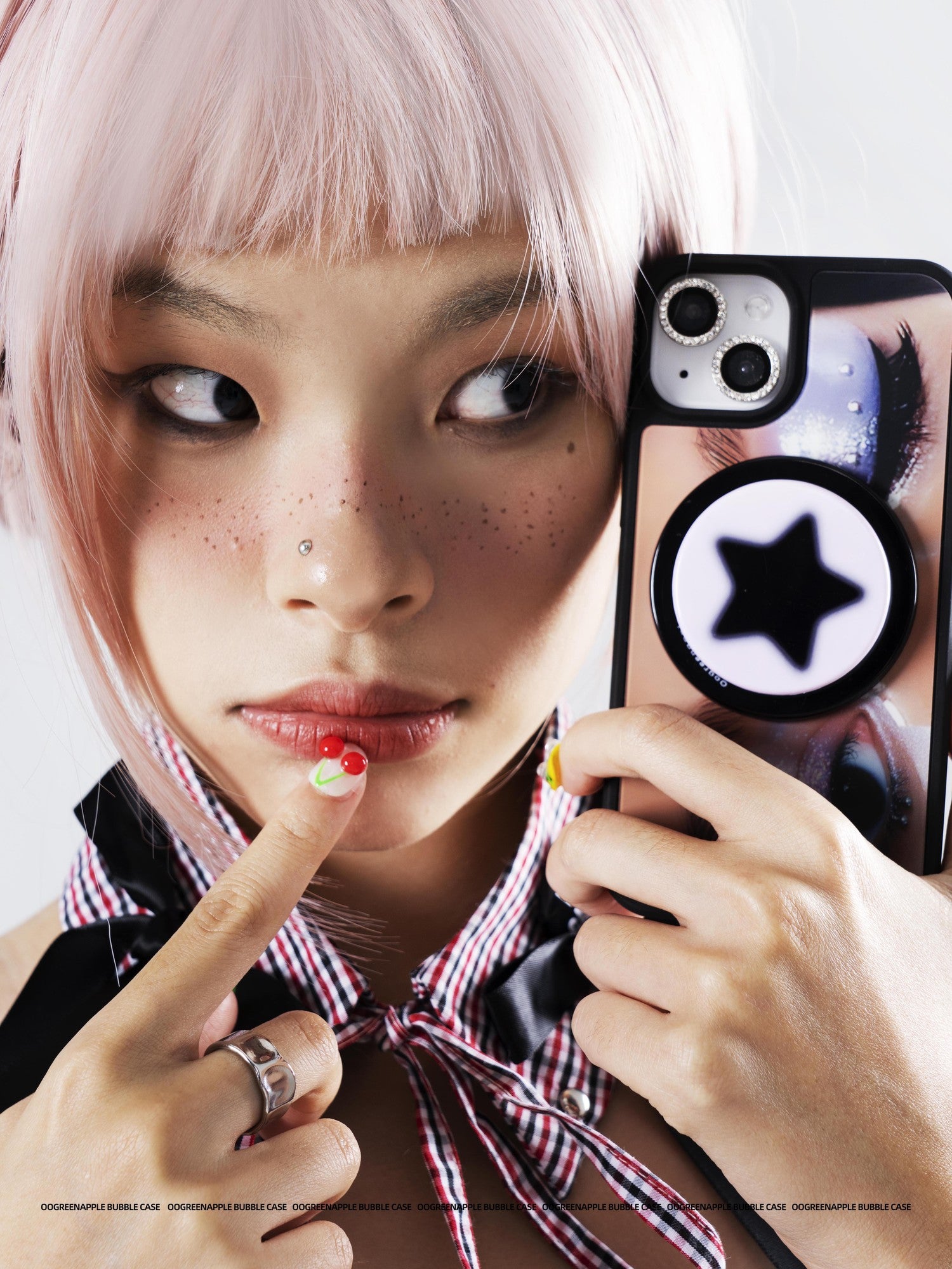 Oogreenapple Star Eye Black Frame Y2k Subculture Matte Magnetic Women&