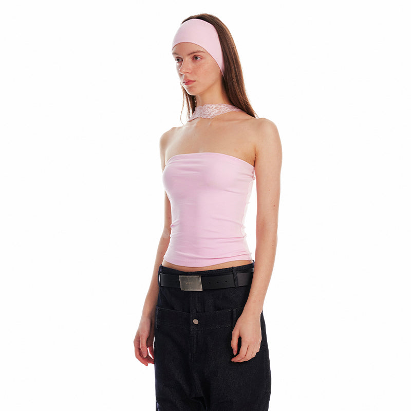 ALINNV STUDIO Lace Halter Top With Detachable Necklace New Colors