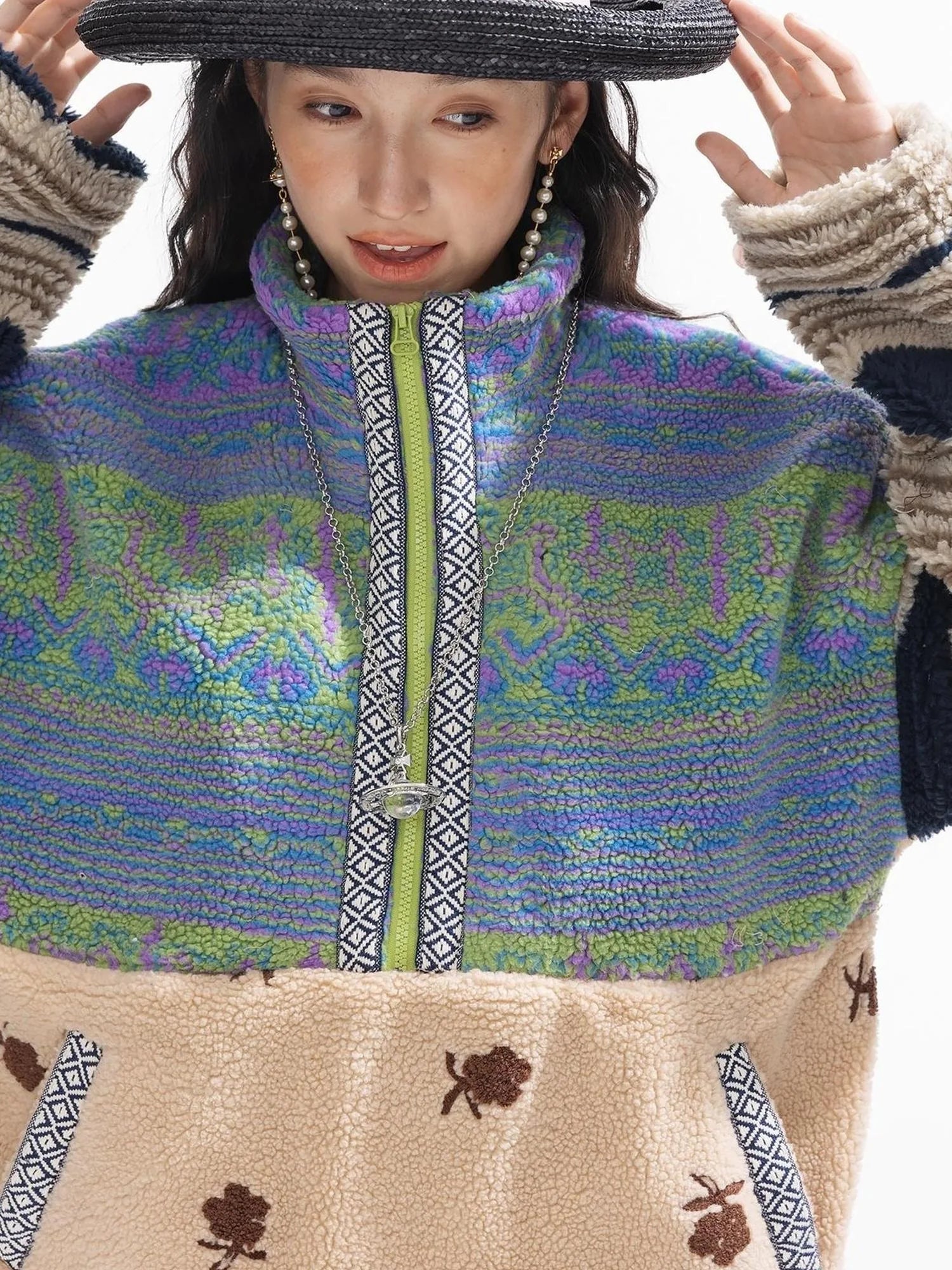 Original Capsule Asymmetric Patchwork Thickened Loose Jacket