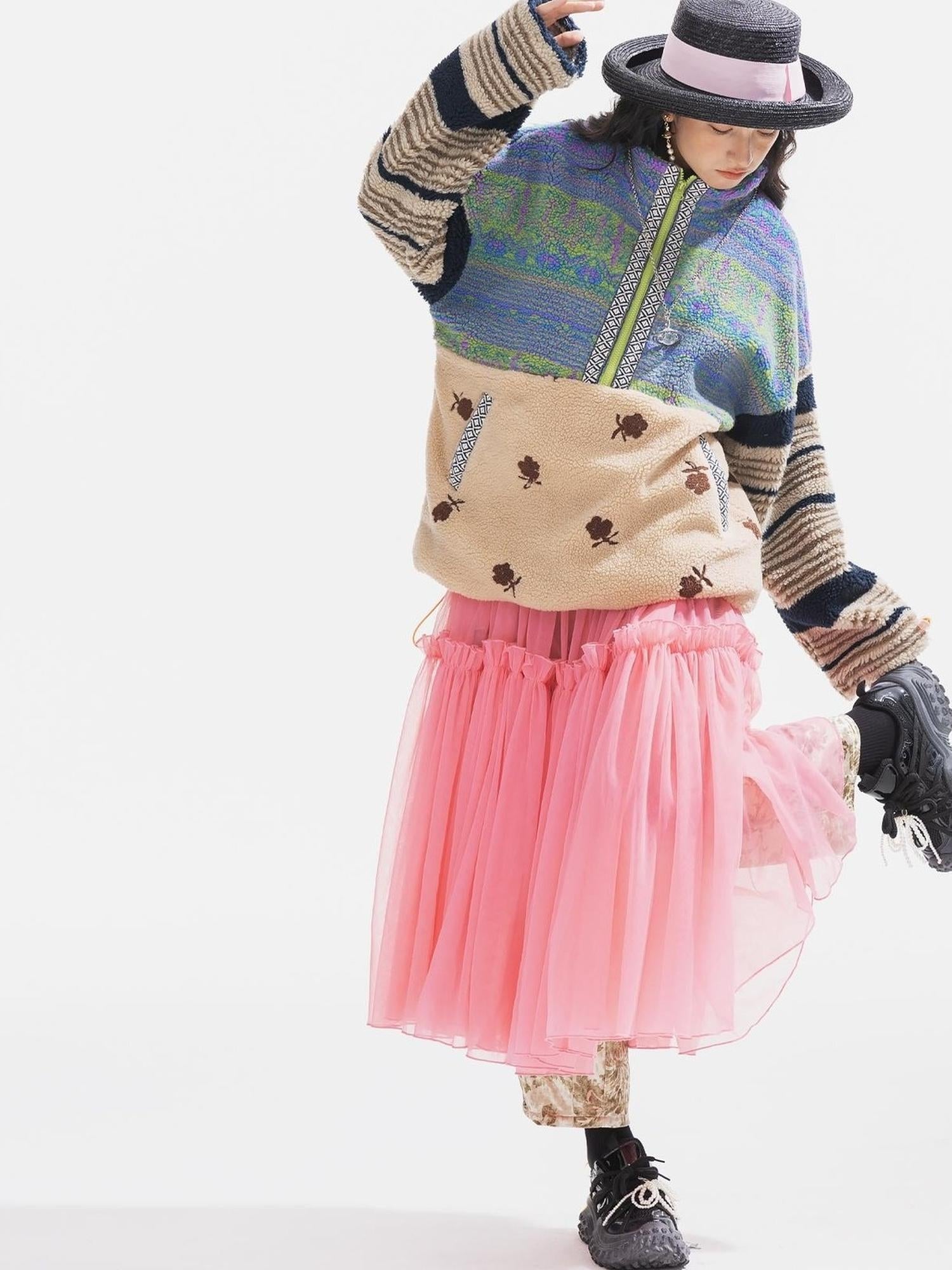 Sweet Mi Original Capsule Asymmetric Patchwork Thickened Loose Jacket