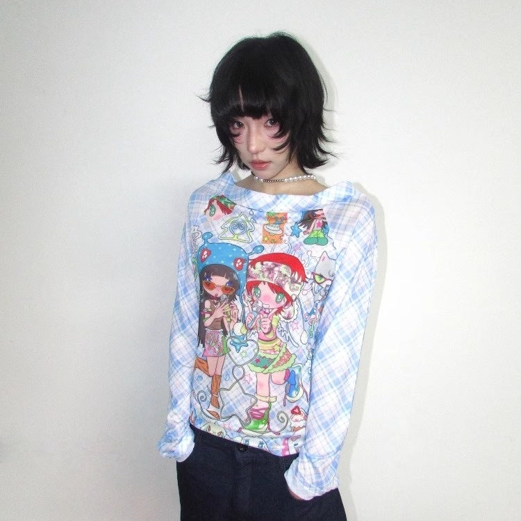 OurHappy_Checked_Cartoon_Print_Women&