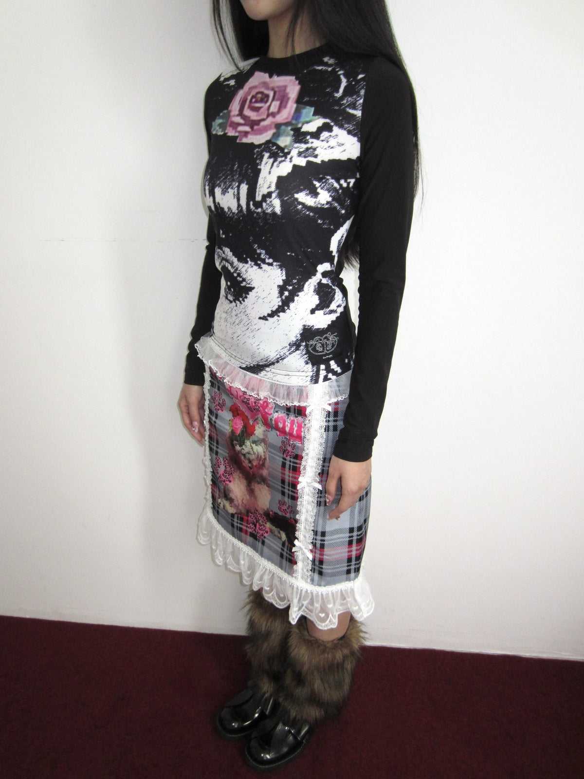 OurHappy Manga Girl Print Fleece Stretch Women&