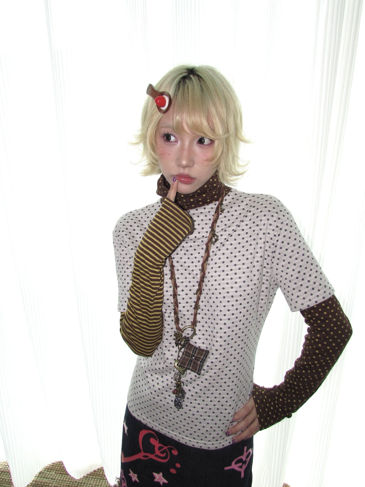 OurHappy_Vintage_Polka_Dot_Striped_Mock_Layer_Women&