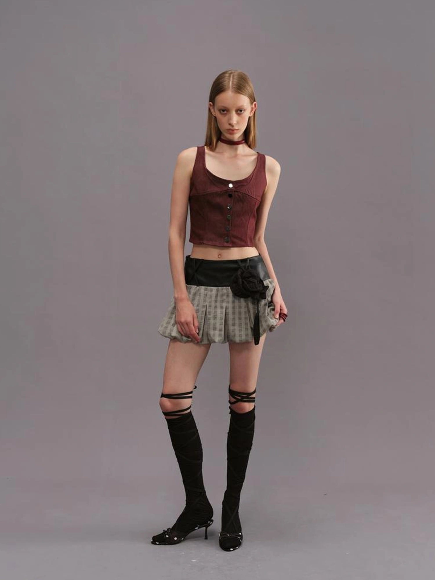 Outmode Asymmetric Panel Drop Waist Skirt
