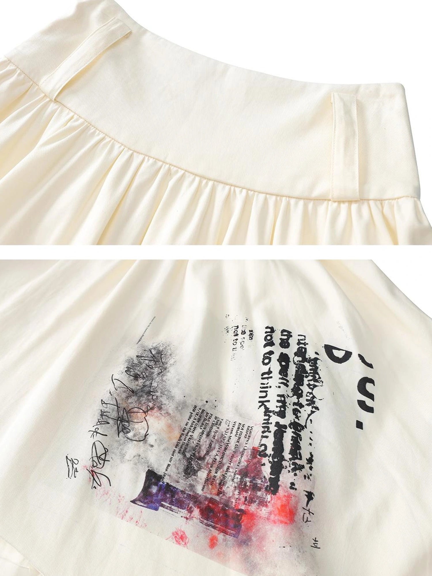 Outmode Distressed Print Asymmetrical Ruffle Skirt