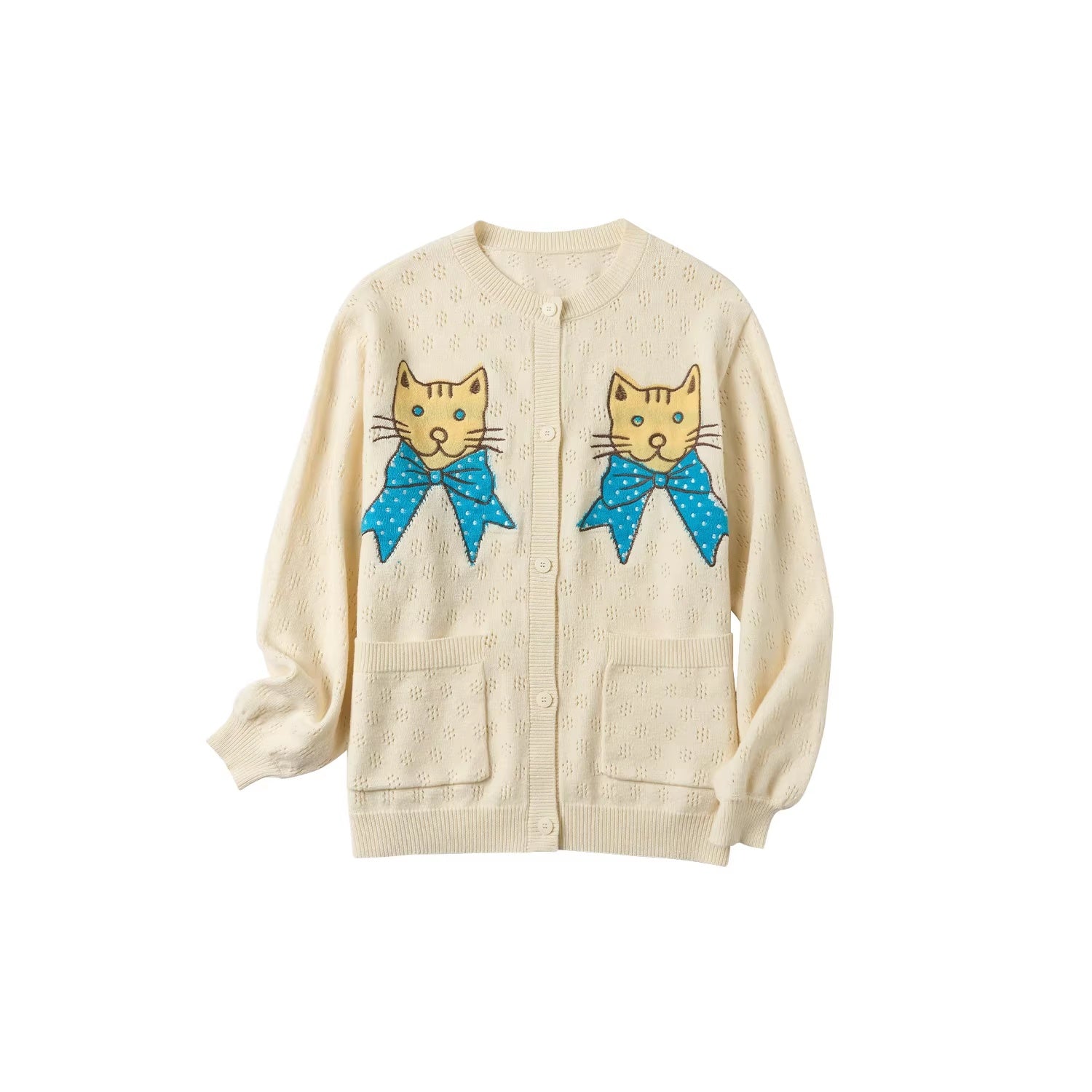 OuttheBlue_Animal_Embroidered_Casual_Buttoned_Cardigan_Regular_Womens_Beige_Acrylic_Sweater_MISSTT