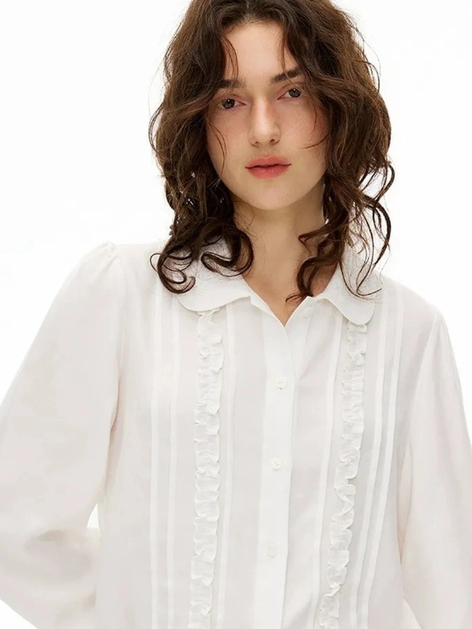 OuttheBlue Autumn Peter Pan Collar Lace Tie Relaxed Blouse