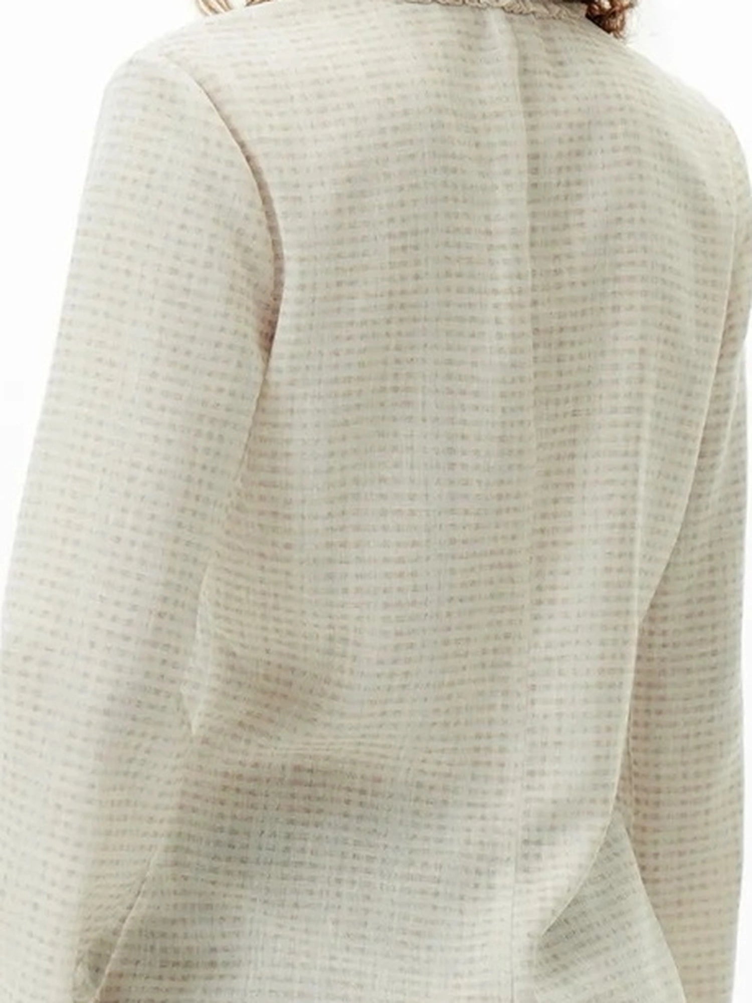 OuttheBlue Autumn Plaid Print Cat Teatime V-neck T-shirt Long Sleeve