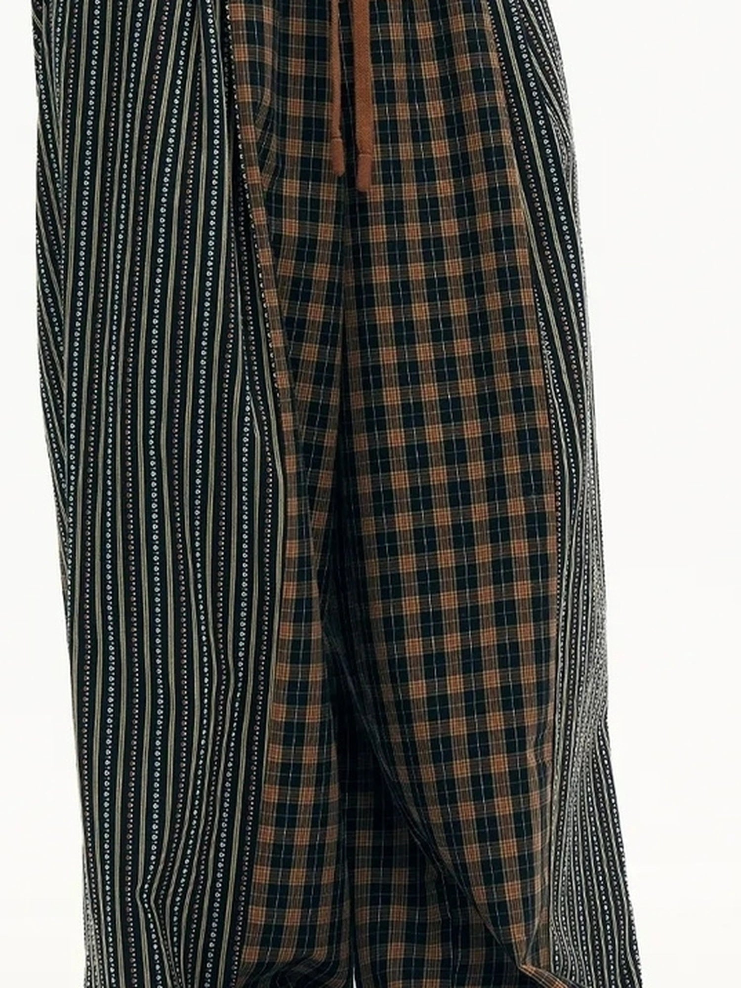 OuttheBlue Blue Stripe Check Wide Leg Pants