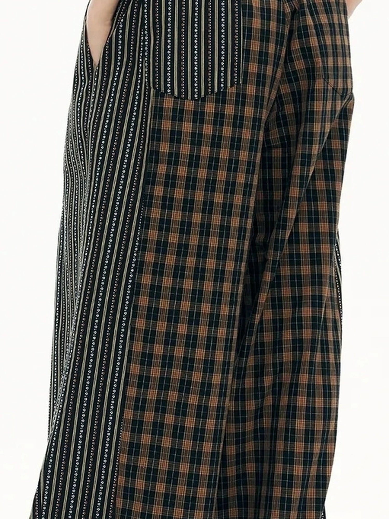 OuttheBlue Blue Stripe Check Wide Leg Pants