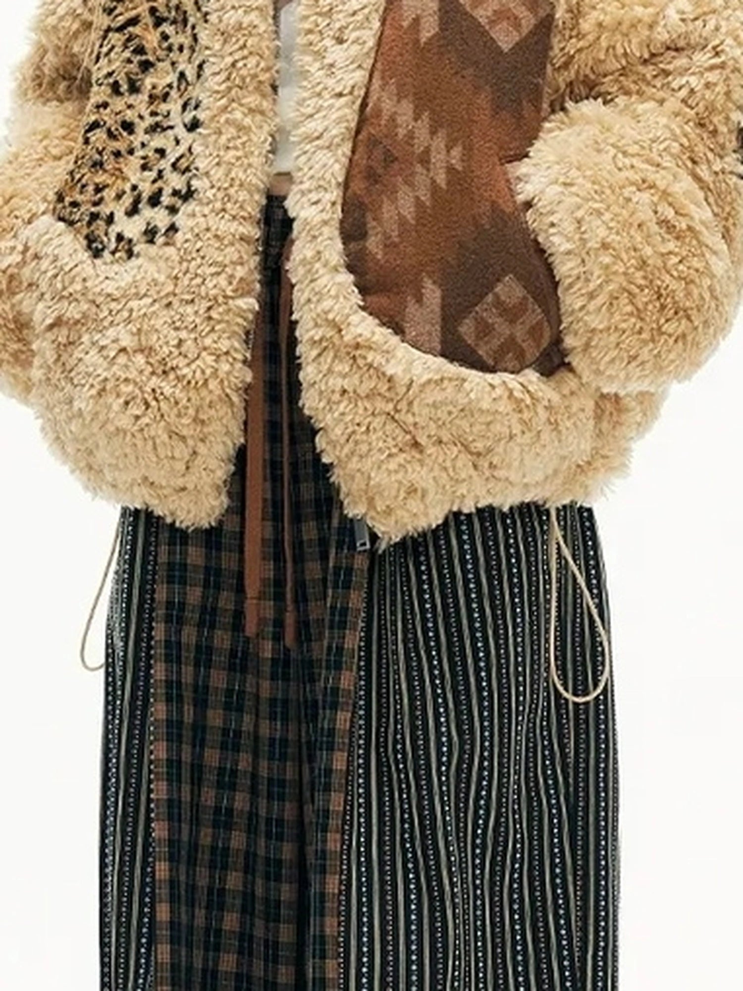 OuttheBlue Blue Stripe Check Wide Leg Pants