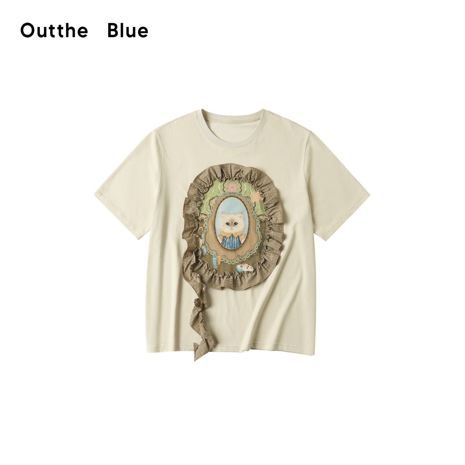 OuttheBlue Breathable Vintage Ruffle Loose Women Lyocell Linen Cotton Short Sleeve T-Shirts