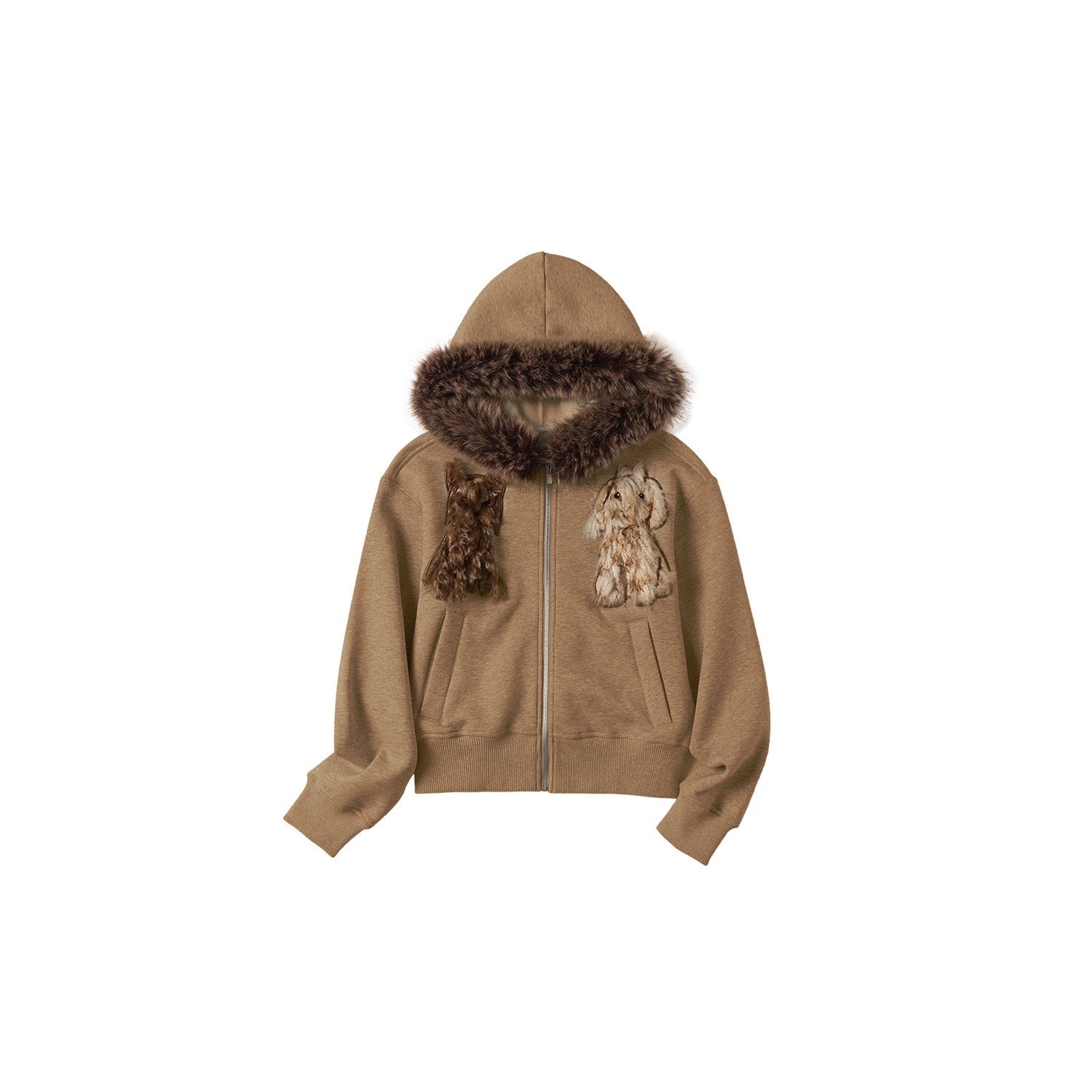 OuttheBlue_Camel_Dog_Applique_Embroidery_Faux_Fur_Hood_Women&