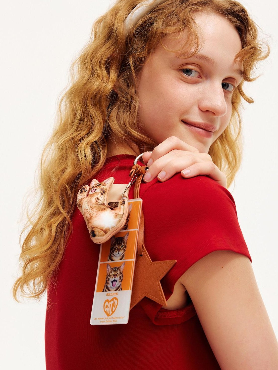 OuttheBlue Cat Head Sticker Star Novelty Tag Women&