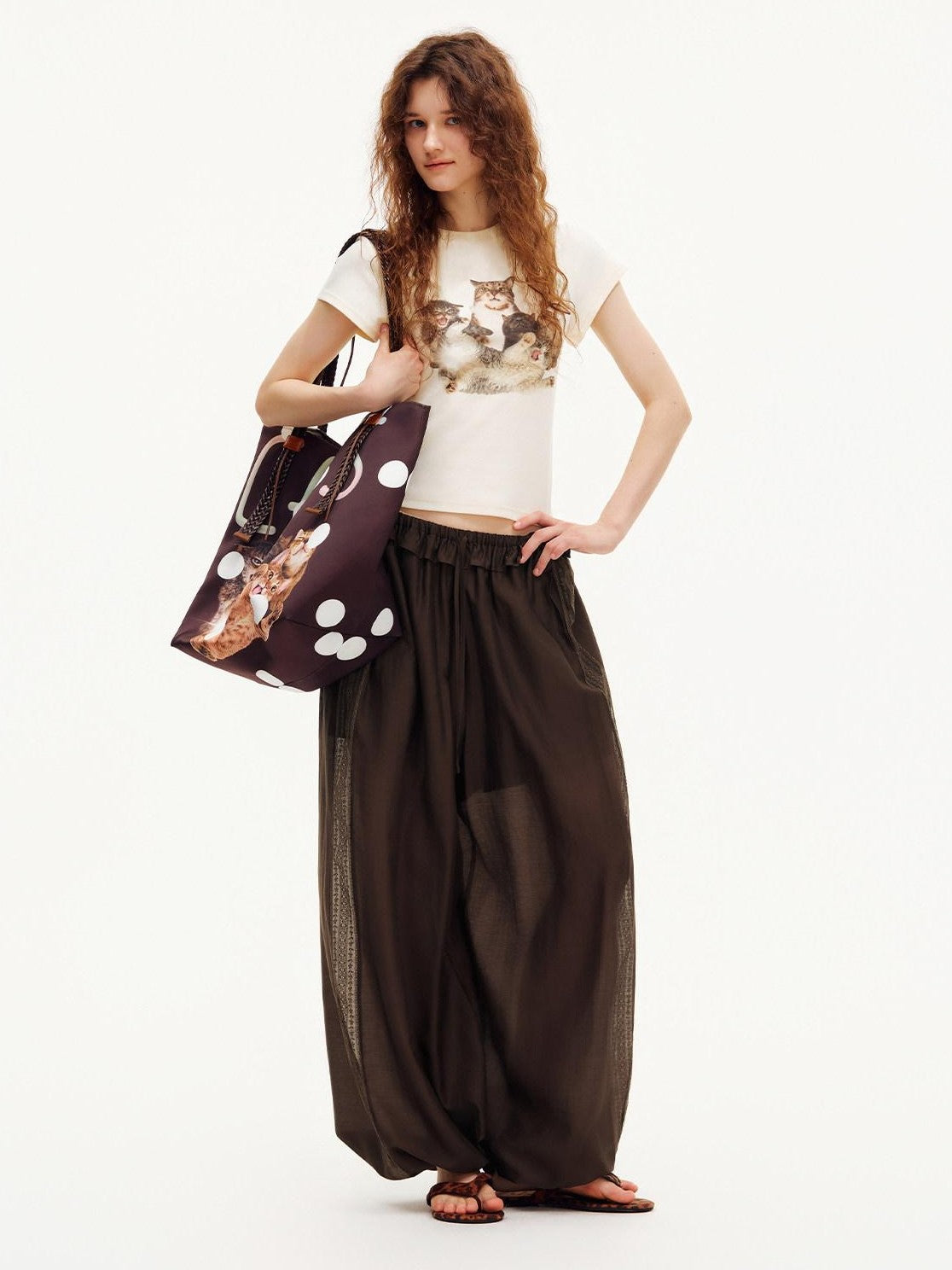 OuttheBlue Cat Party Printed Slim Fit Women&