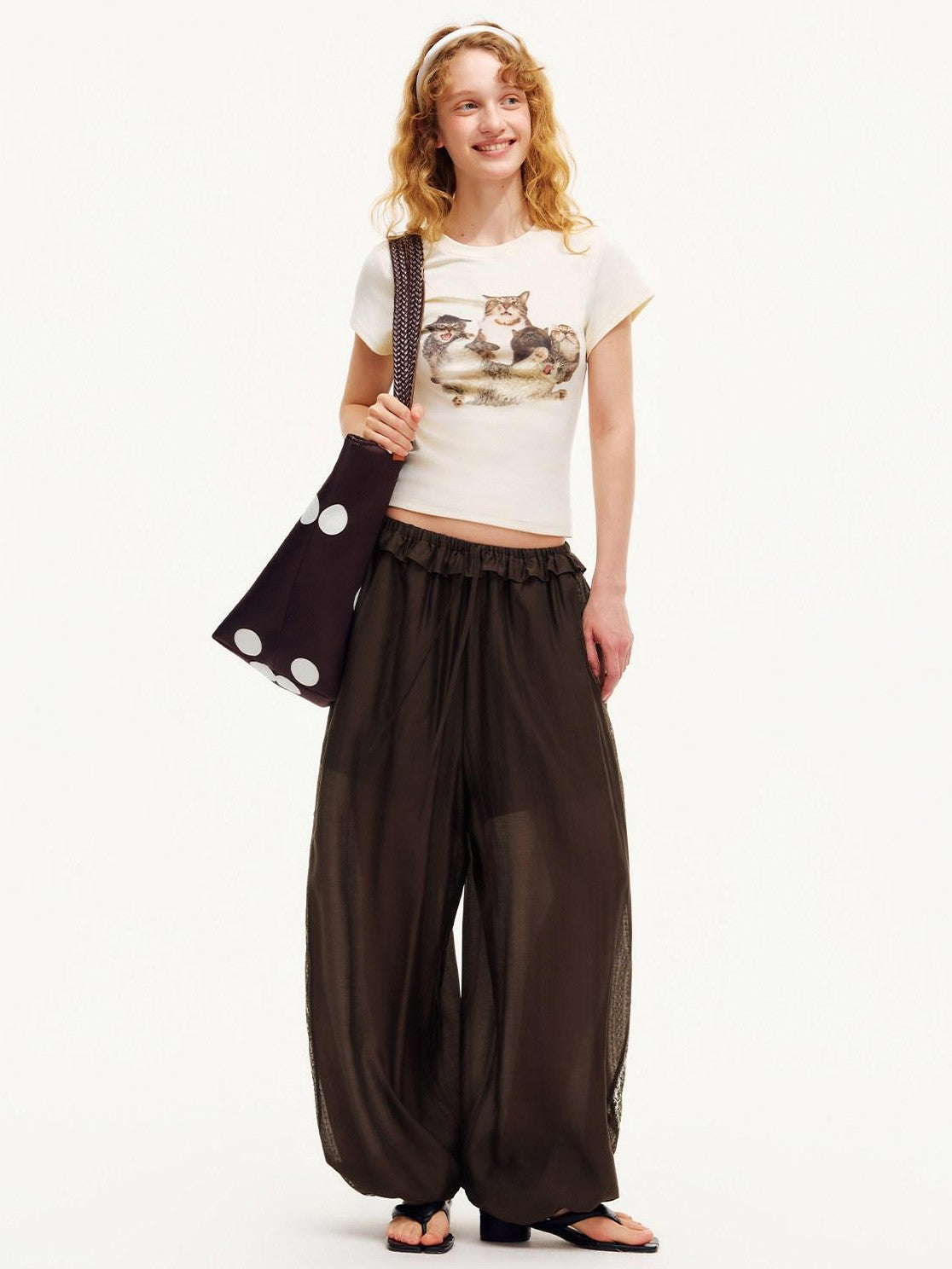OuttheBlue Cat Party Printed Slim Fit Women&