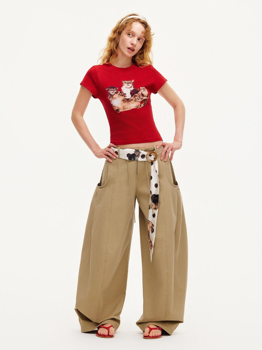 OuttheBlue Cat Party Printed Slim Fit Women&