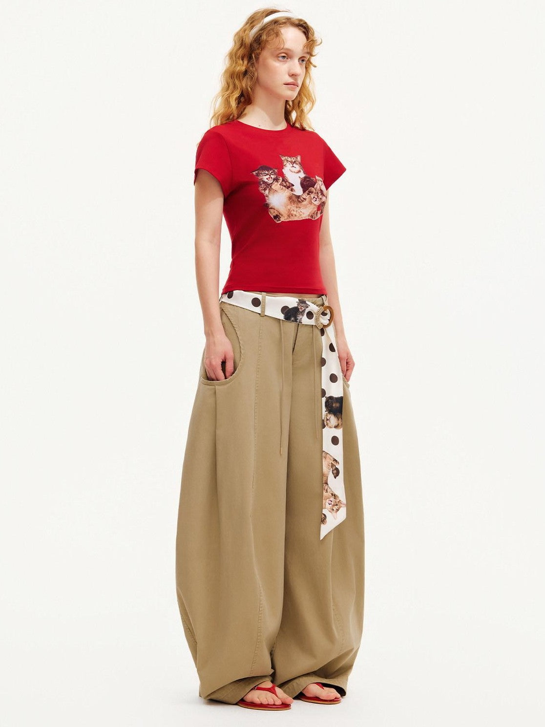 OuttheBlue Cat Party Printed Slim Fit Women&