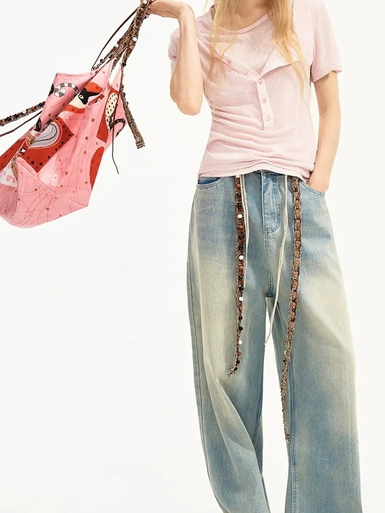 OuttheBlue Catwalk Hearts Beads Tote