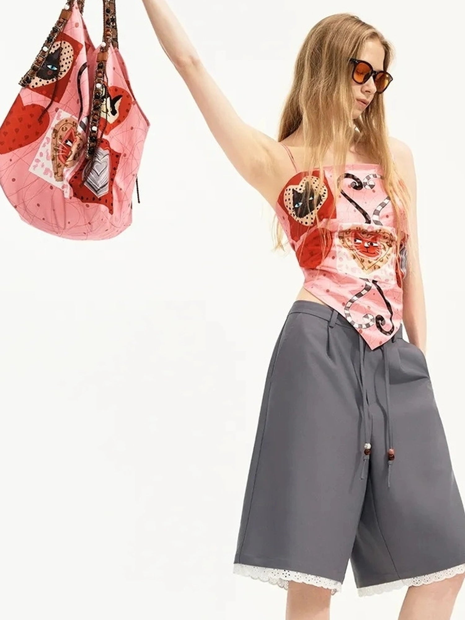 OuttheBlue Catwalk Hearts Beads Tote
