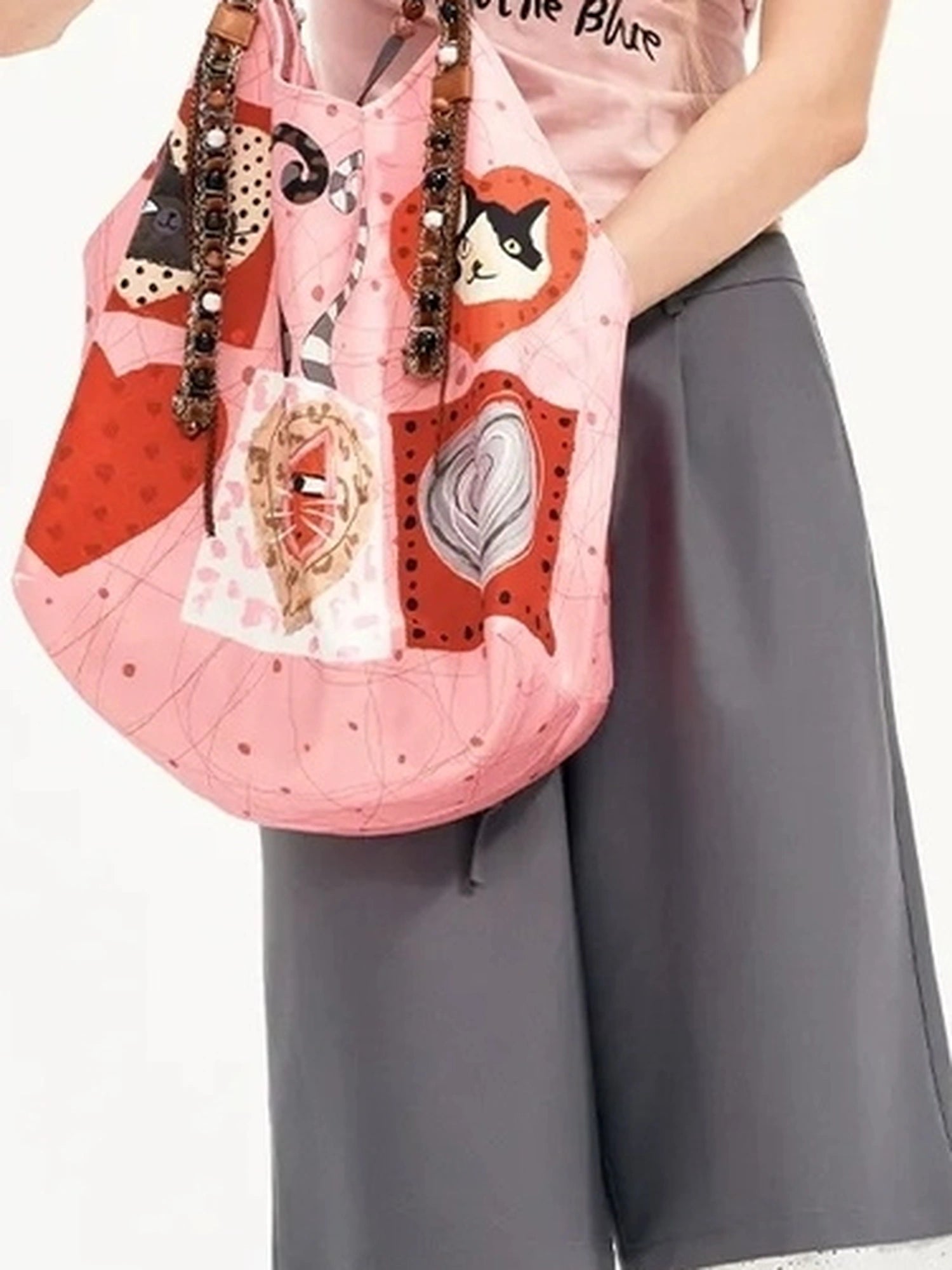 OuttheBlue Catwalk Hearts Beads Tote
