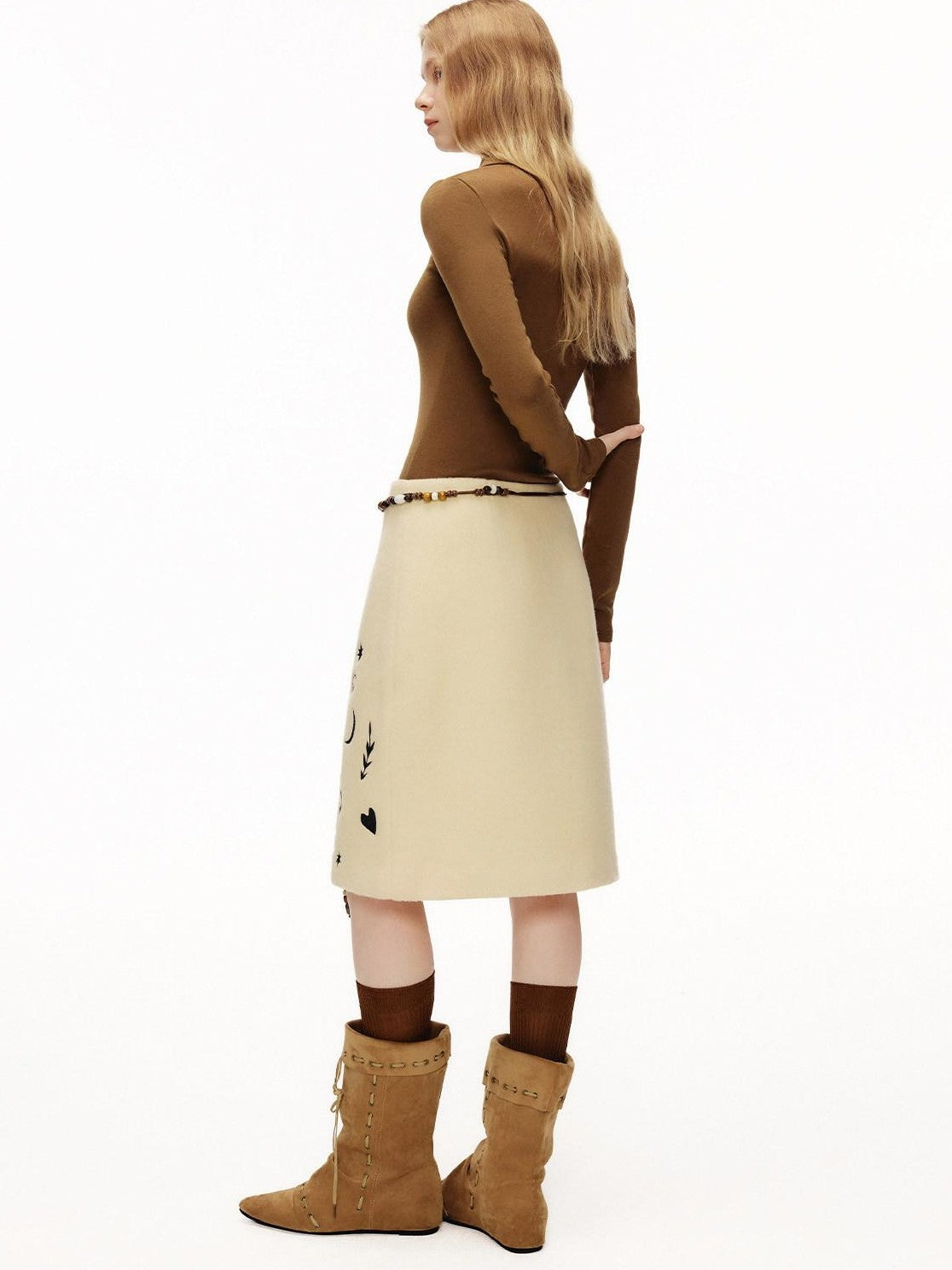 OuttheBlue Cheese Yellow Heavy Embroidery Straight Women&