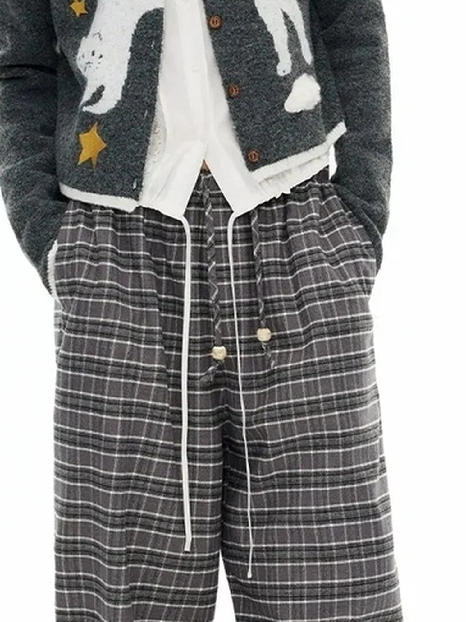 OuttheBlue Cloud Embroidery Wool Blend Cardigan V-neck Long Sleeve T-shirt