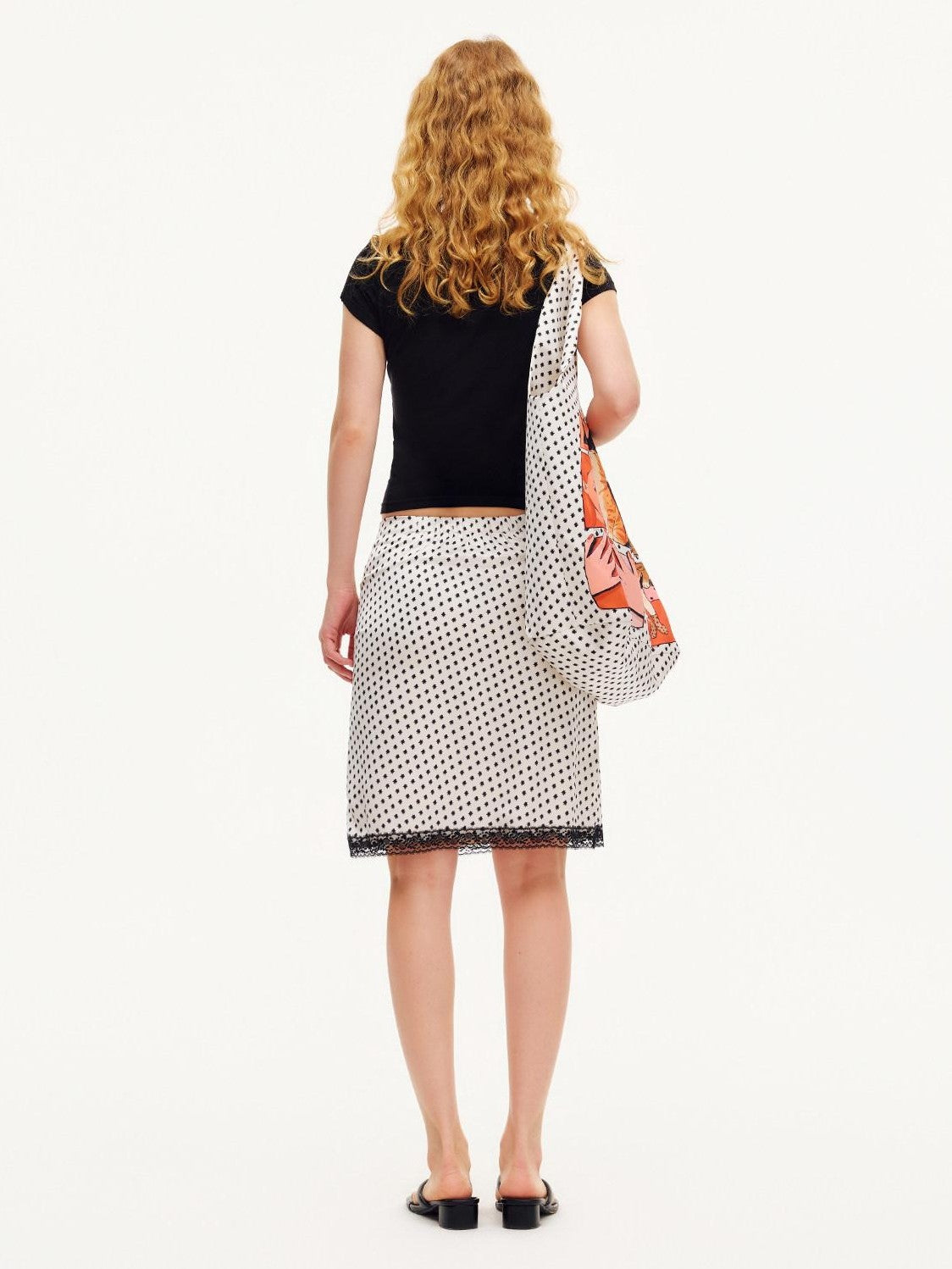 OuttheBlue Comic Print Lace Trim Straight Cut Women&
