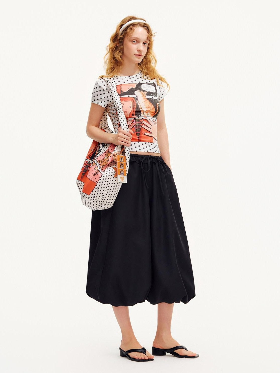 OuttheBlue Comic Star Polka Dot Printed Slim Fit Women&