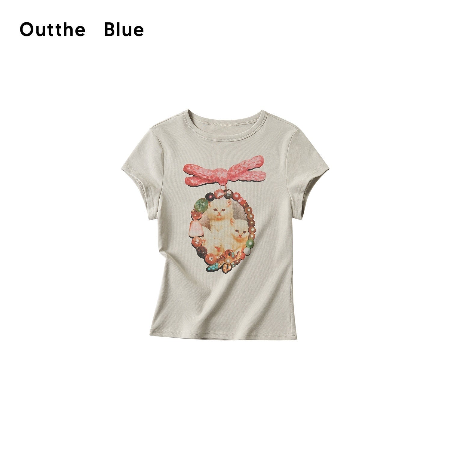 OuttheBlue_Cotton_Vintage_Slim_Fit_Animal_Print_Round_Neck_Women_Gray_Short_Sleeve_T-Shirts_MISSTT