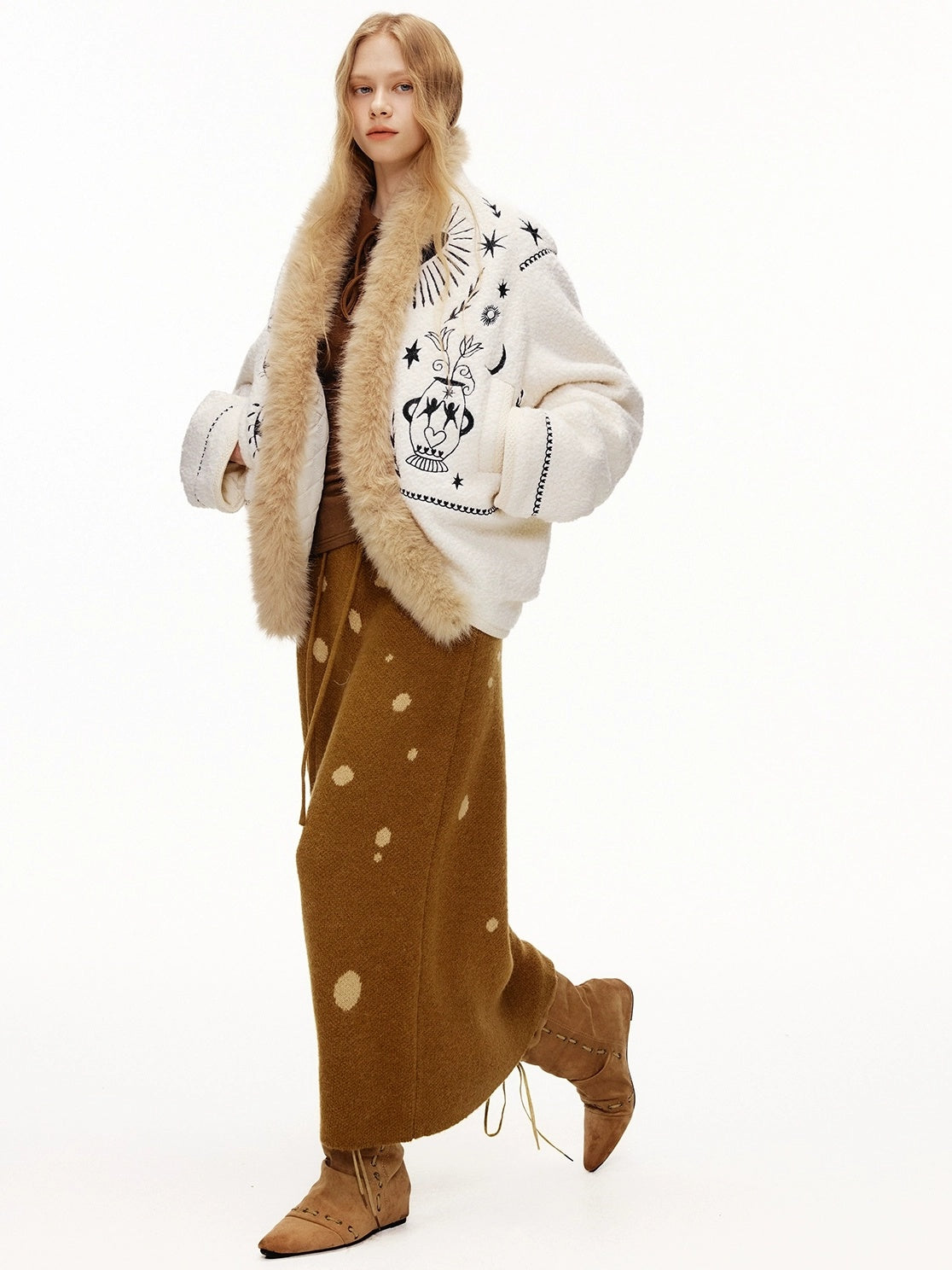 OuttheBlue Cozy High Neck Waist Cinch Casual Travel Printed Animal Two Piece Women Sweater