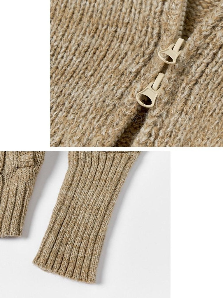 OuttheBlue Cozy Thermal Oversized Commuter Zip Hoodie Women Solid Knit Cardigans