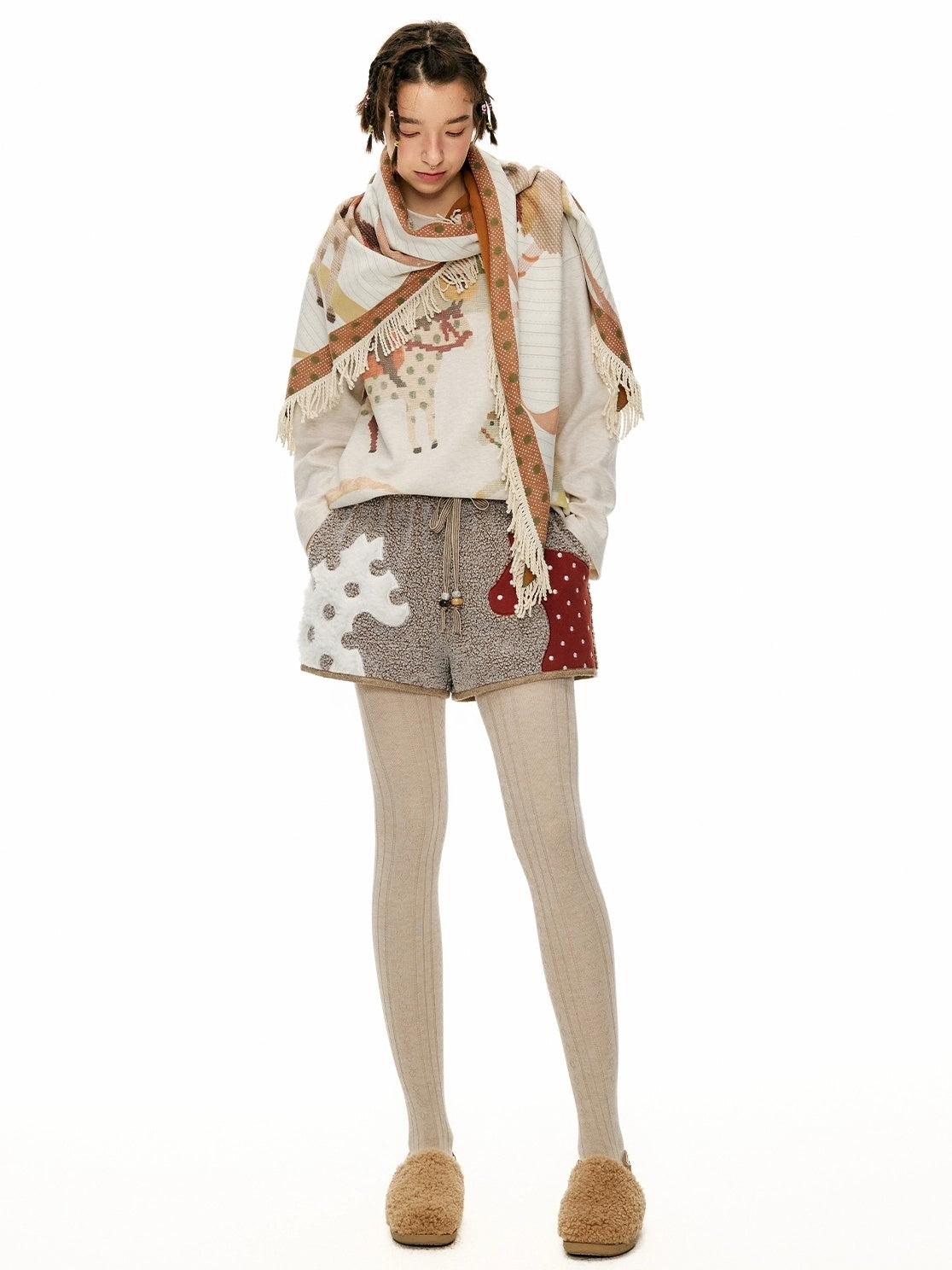 OuttheBlue Cozy Warm Rectangular Geometric Unisex Youth Leaf Orange 100 Polyester Scarf