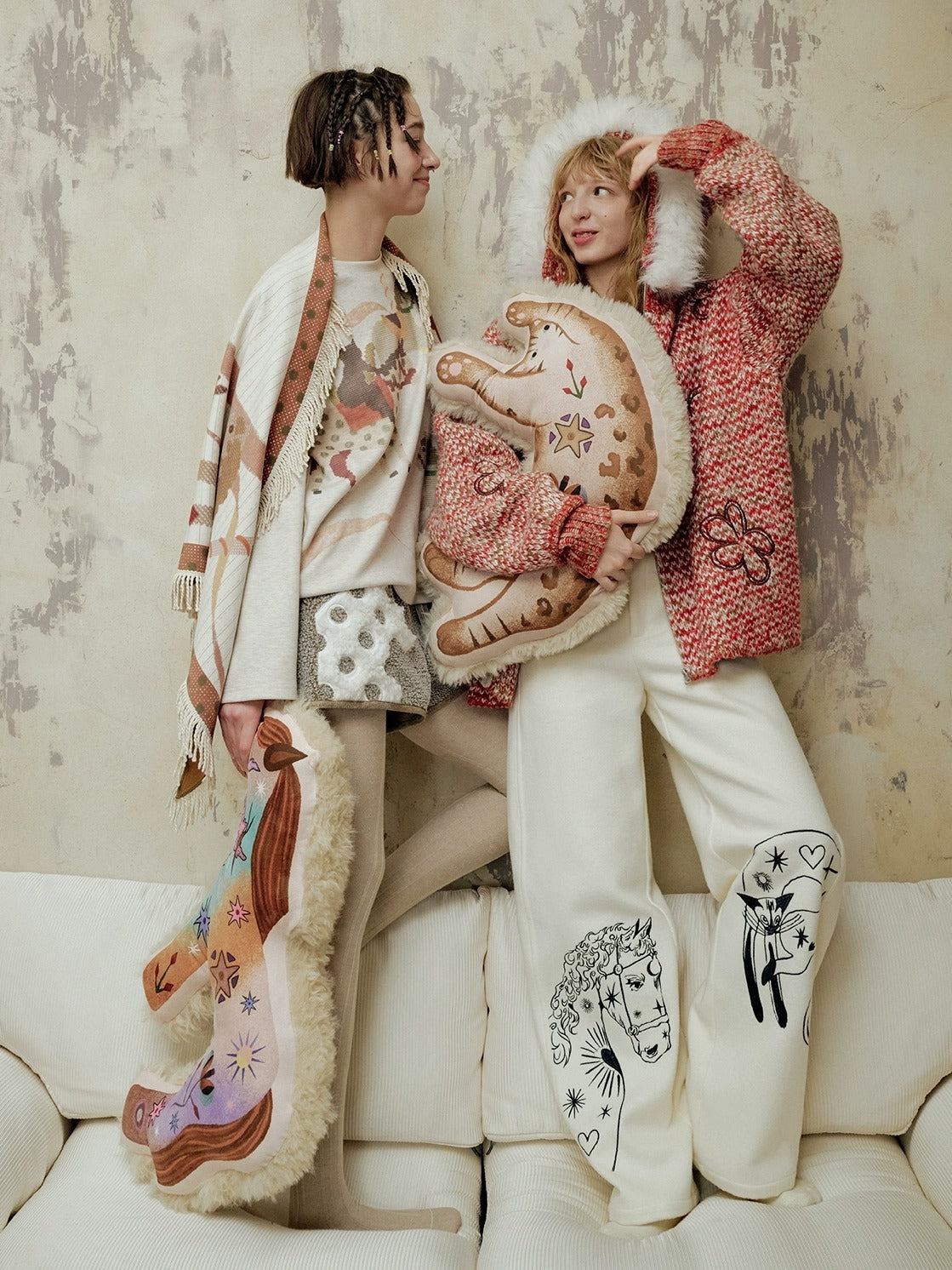 OuttheBlue Cozy Warm Rectangular Geometric Unisex Youth Leaf Orange 100 Polyester Scarf