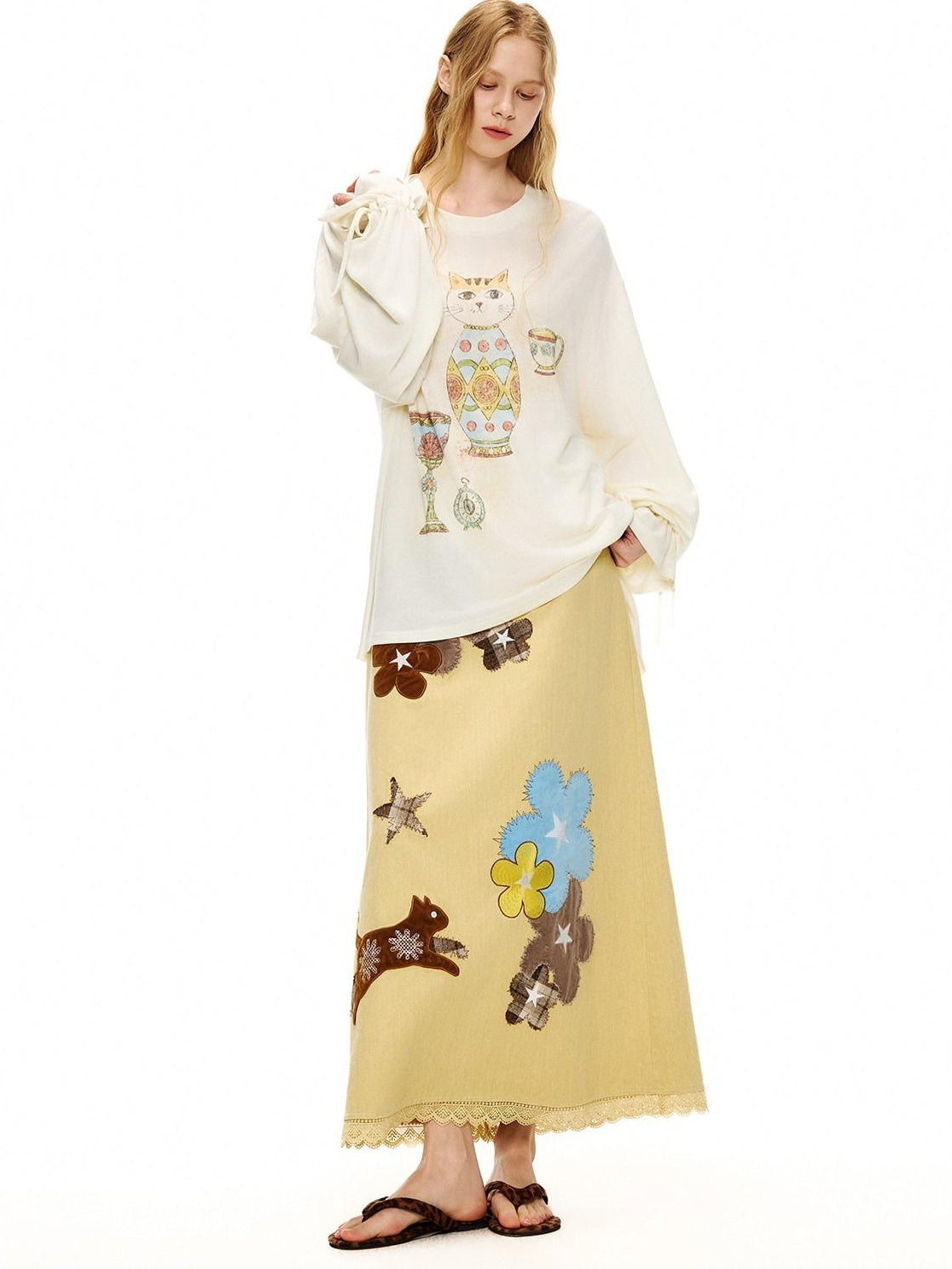OuttheBlue Cozy Wool Acrylic Loose Fit Drop Shoulder Women Round Neck Long Sleeve T-Shirts