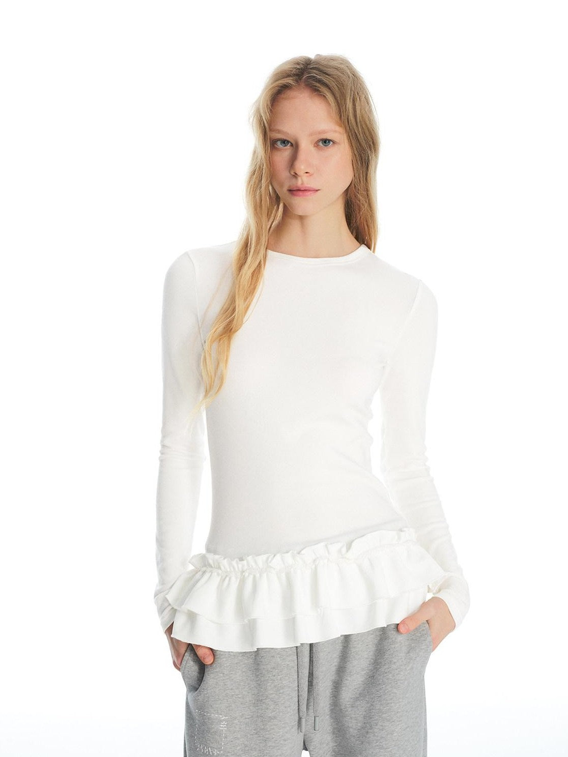 OuttheBlue Crochet Shirred Ruffle Women&