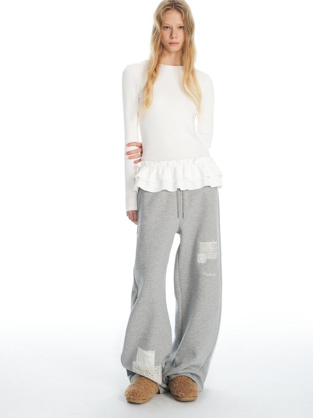 OuttheBlue Crochet Shirred Ruffle Women&