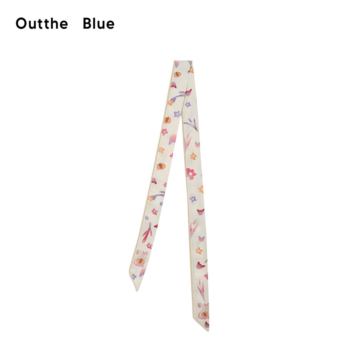 OuttheBlue Cute Cat Floral Print Scarf Style Polyester Waist Belt For Women Belts
