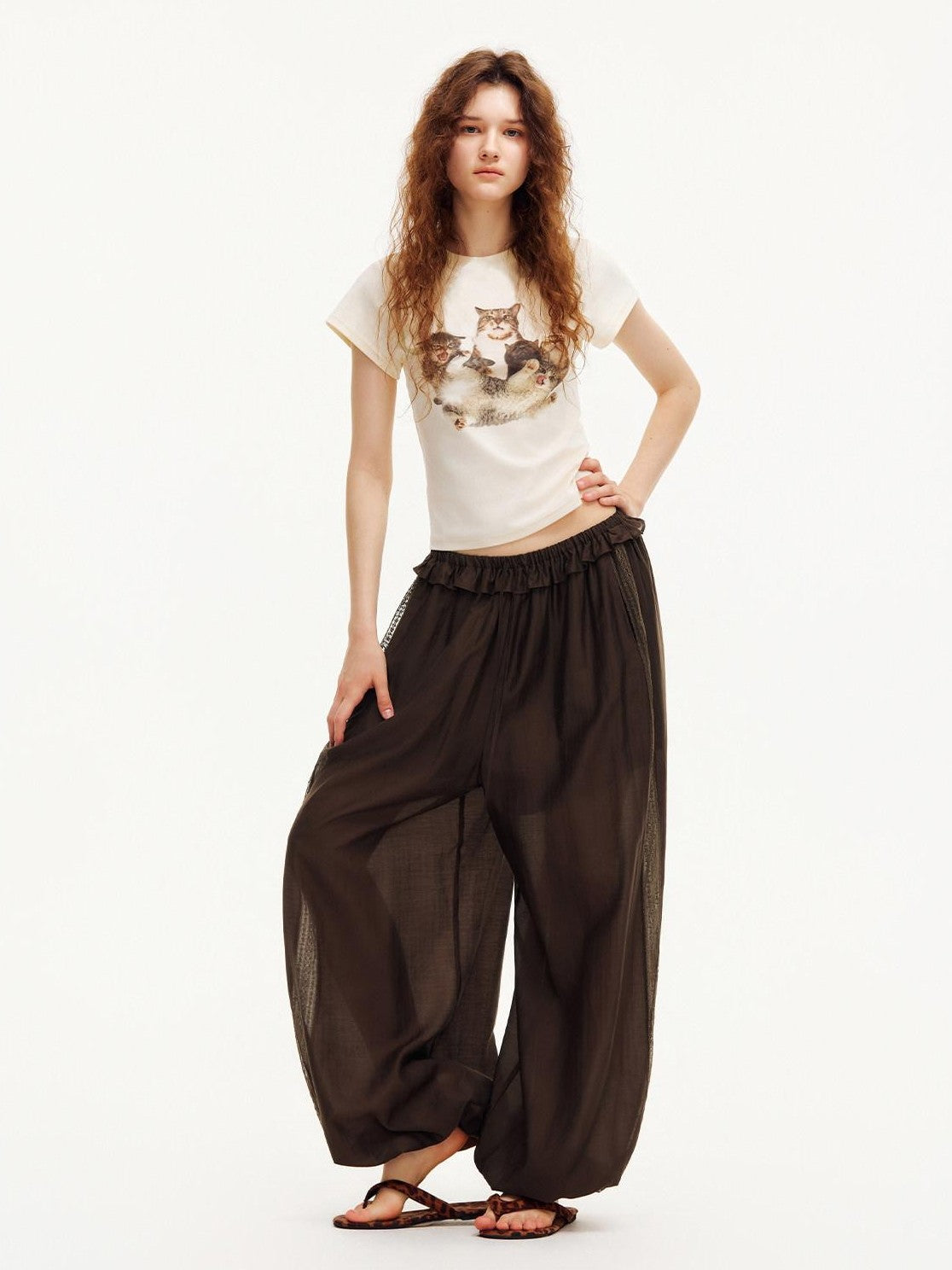 OuttheBlue Deep Chocolate Brown Lace Cutout Ruffle Peony Pocket Women&