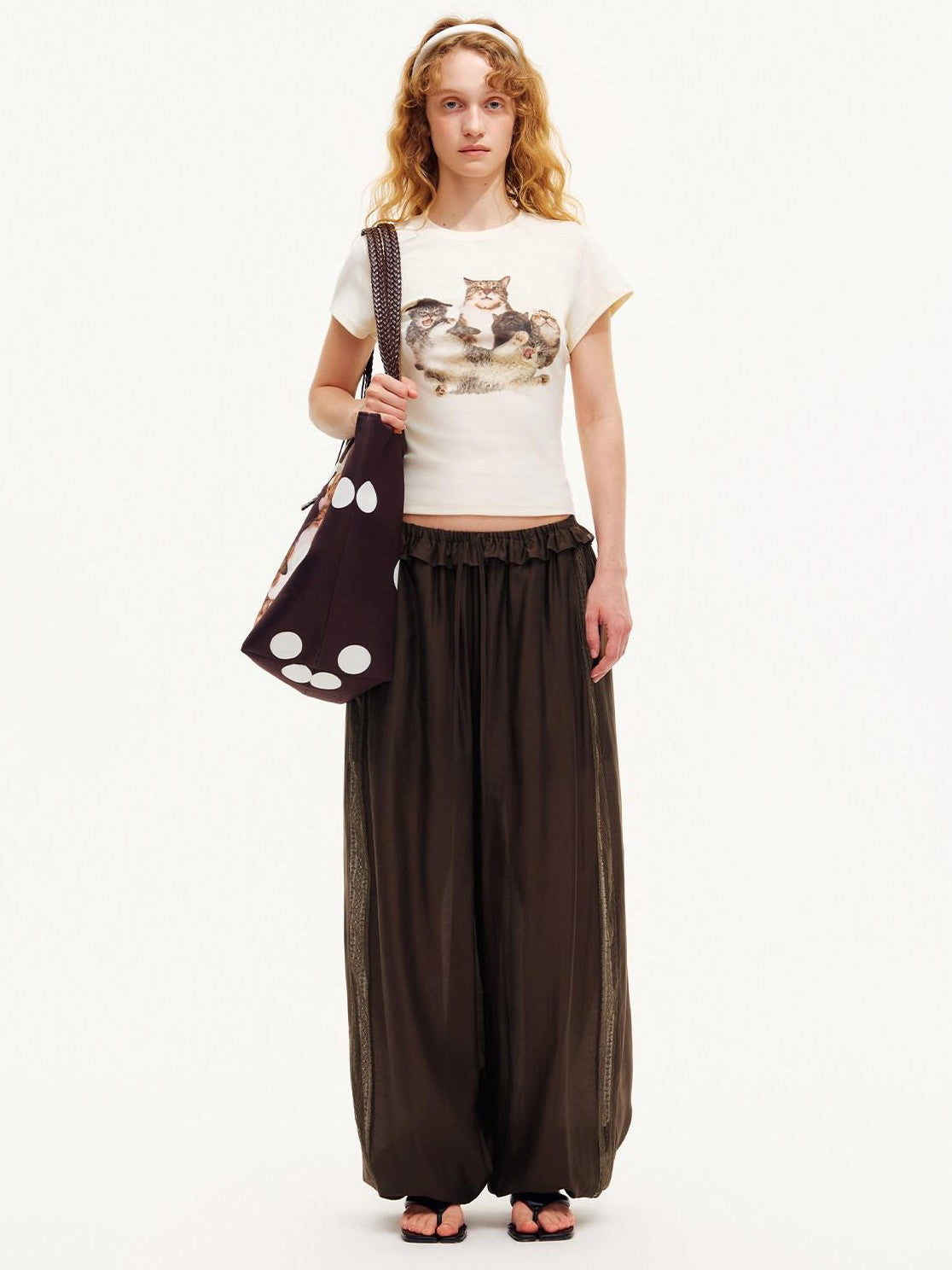 OuttheBlue Deep Chocolate Brown Lace Cutout Ruffle Peony Pocket Women&