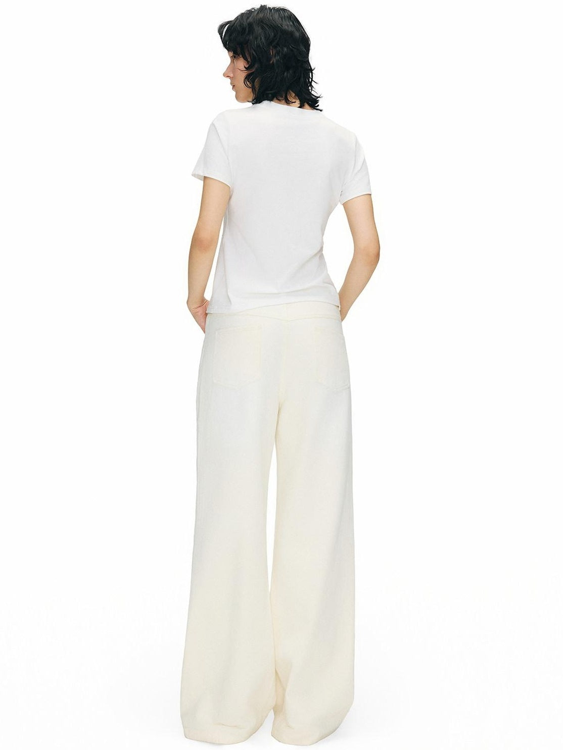 OuttheBlue Distressed Washed White Denim Relaxed Mid Rise Printed Teen Girls Chinos