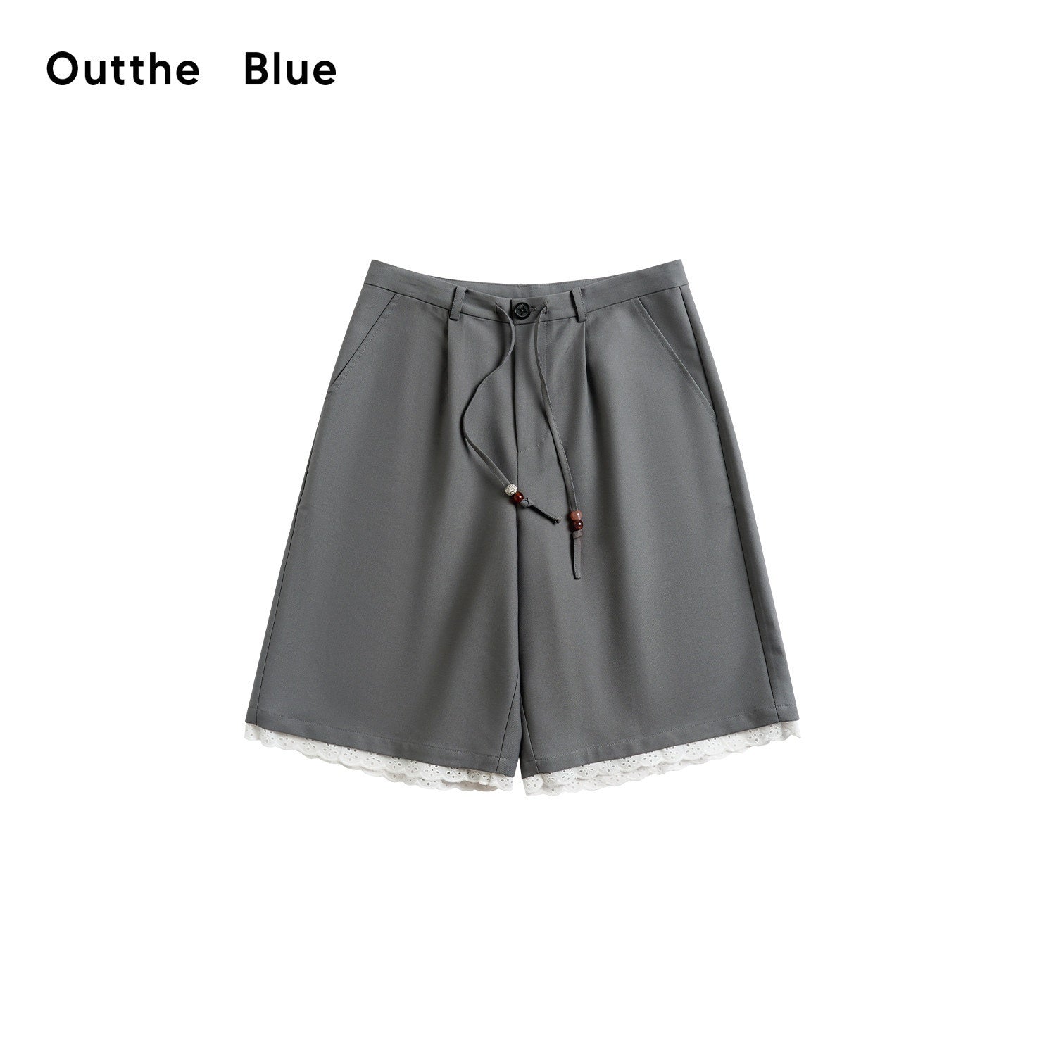 OuttheBlue Elastic Waist Pockets Original Loose Casual Dark Gray Poly Blend Straight Pants