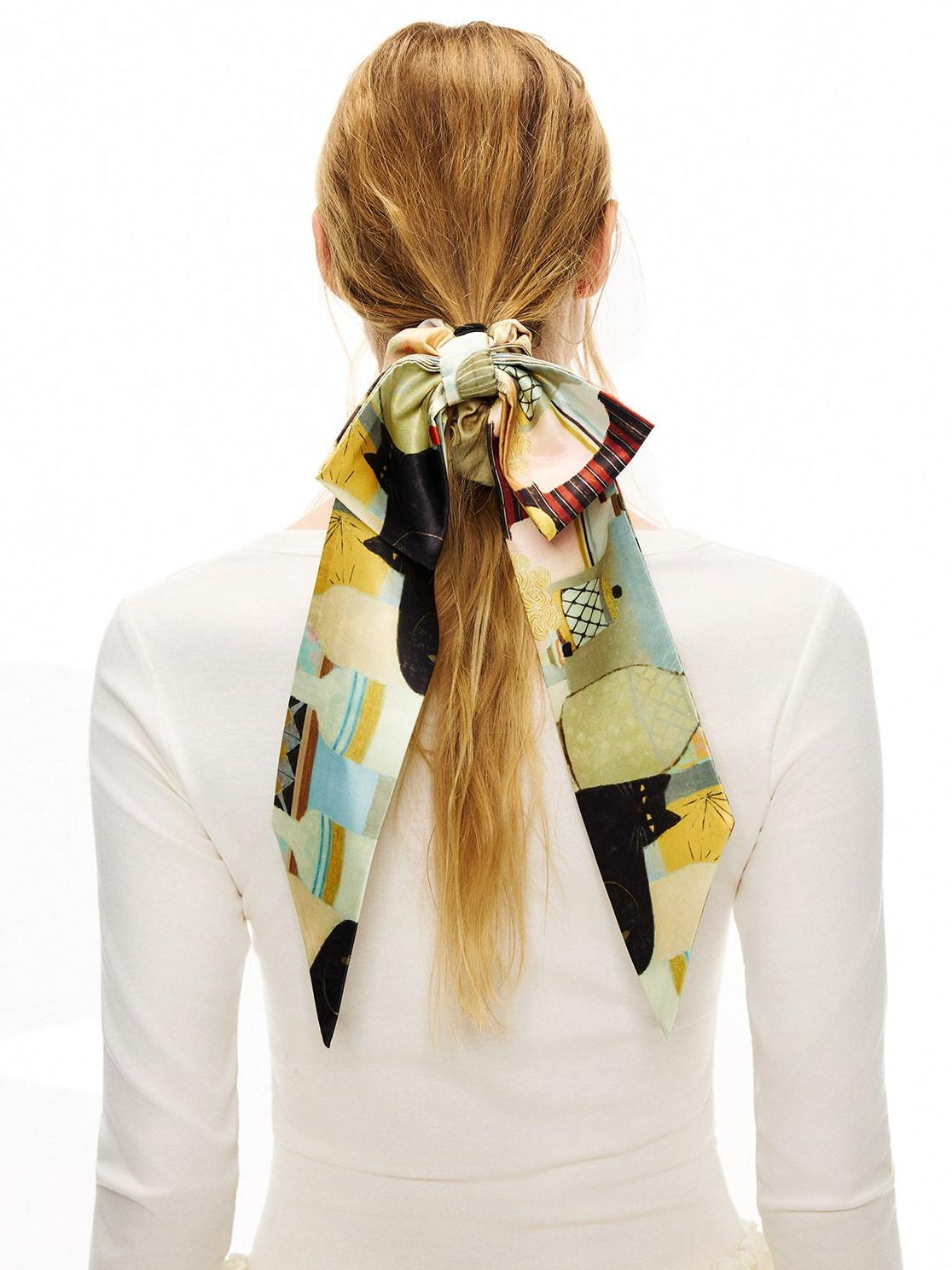 OuttheBlue Elegant Vintage Satin Bow Scrunchie For Women Chic Bow Hair Accessories