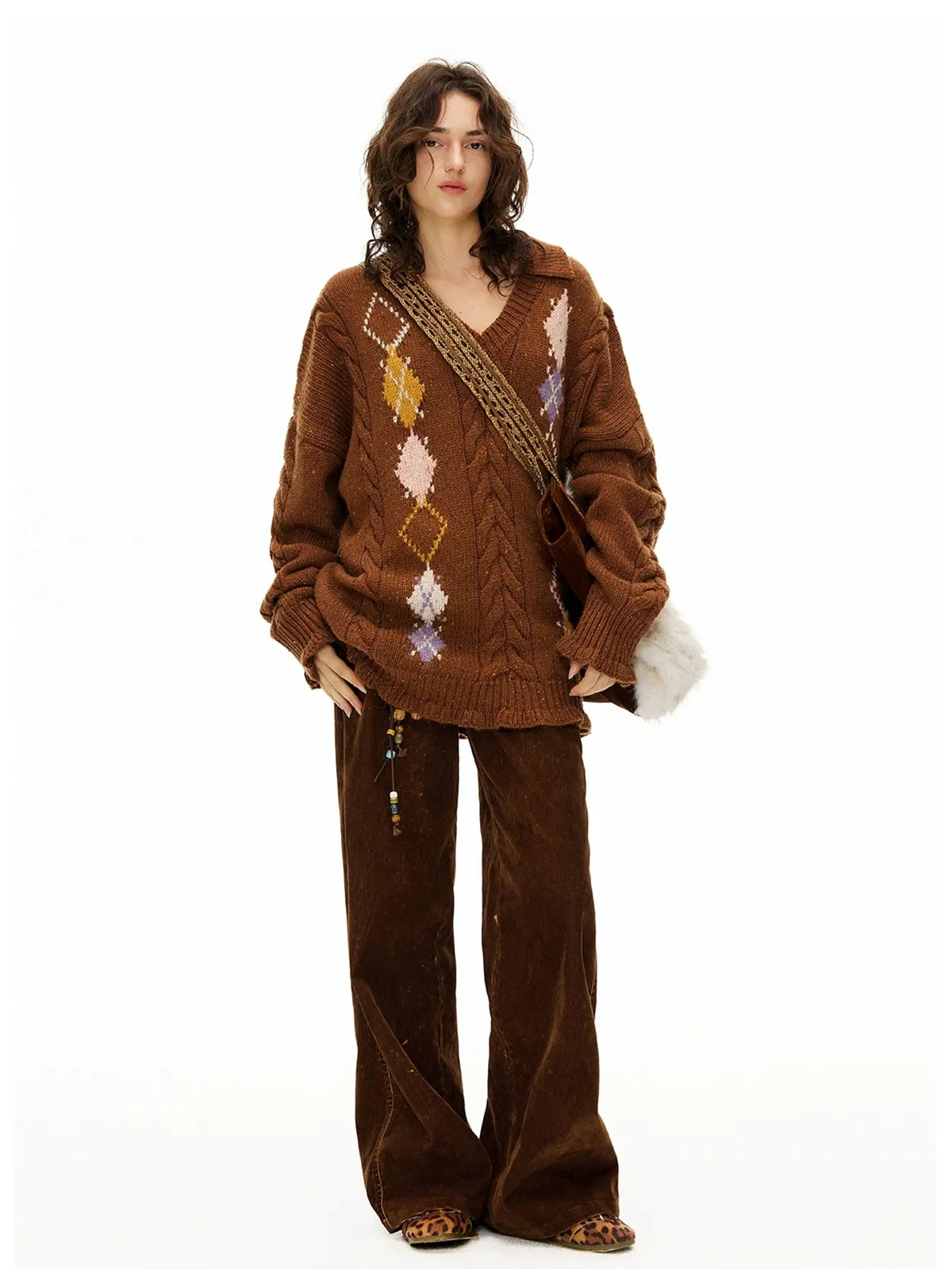 OuttheBlue Embroidered Faux Fur Tote Bag