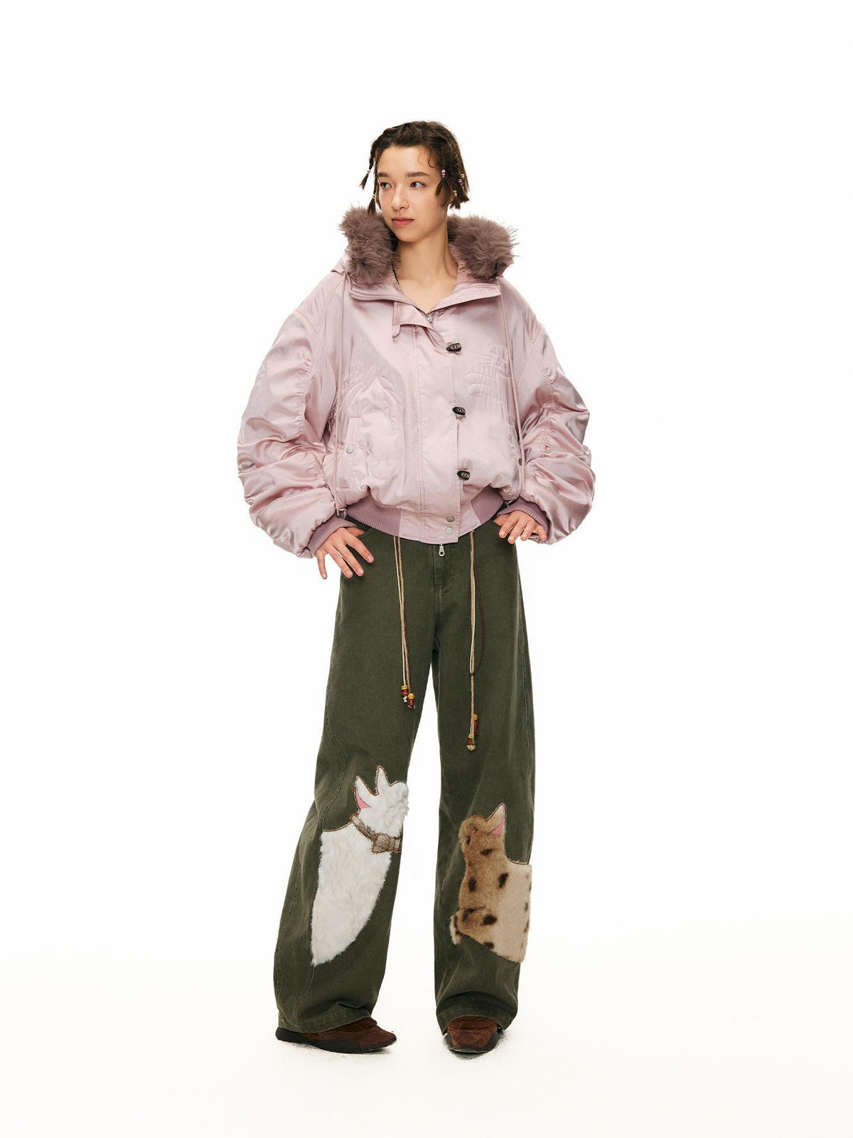 OuttheBlue Embroidered Hooded Loose Fit Women&