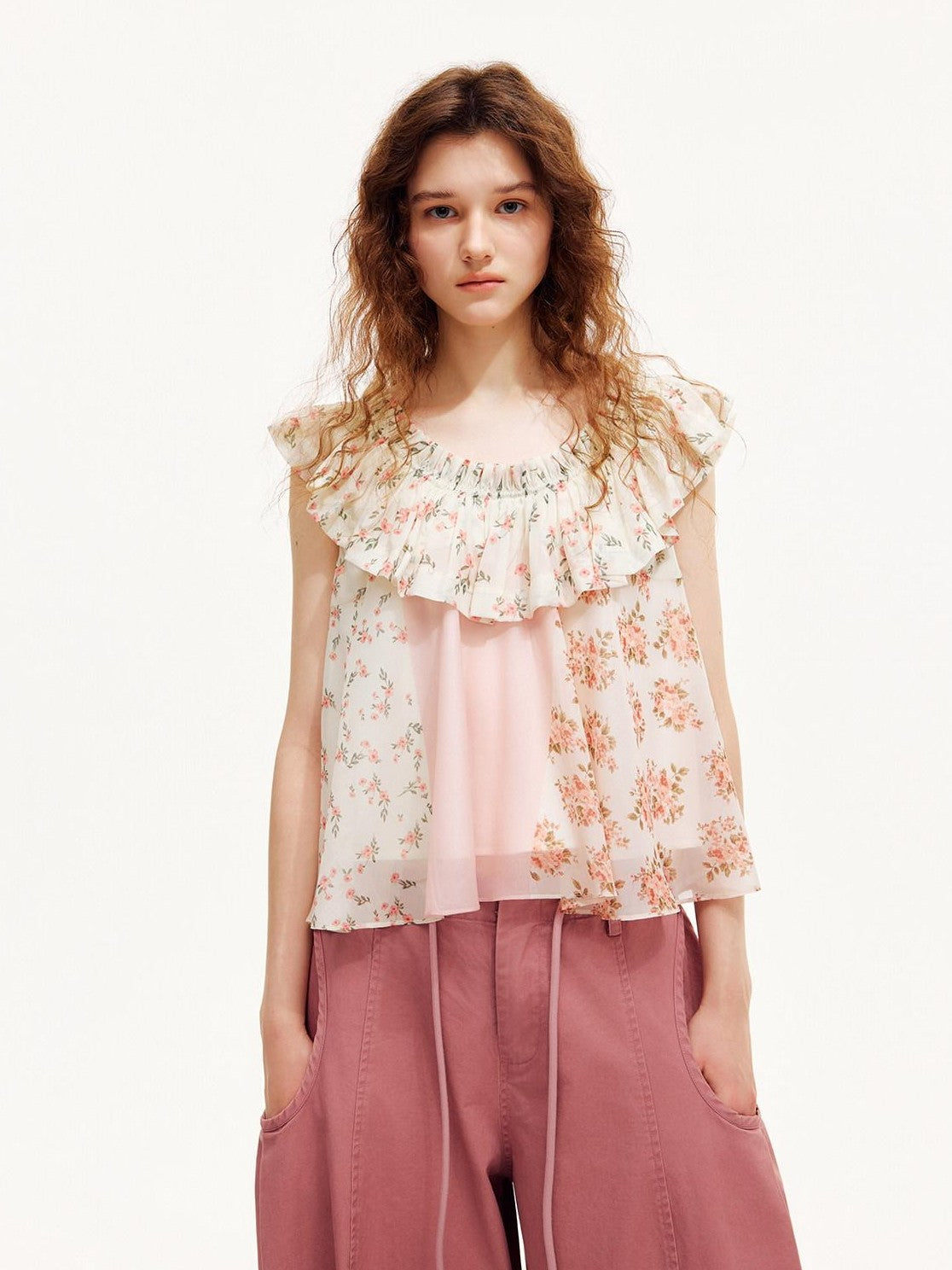 OuttheBlue Floral Print Off Shoulder Ruffle Hem A Line Women&