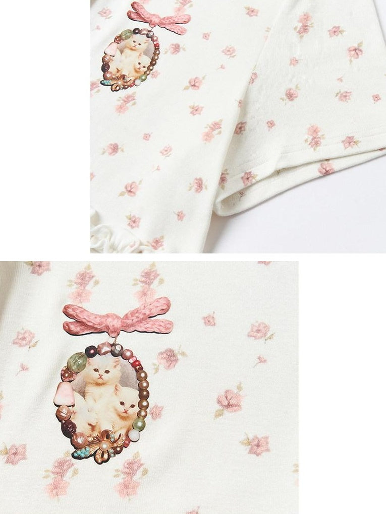 OuttheBlue Floral Ruffle V-neck Tie Front Fitted High Stretch White Viscose Camisoles