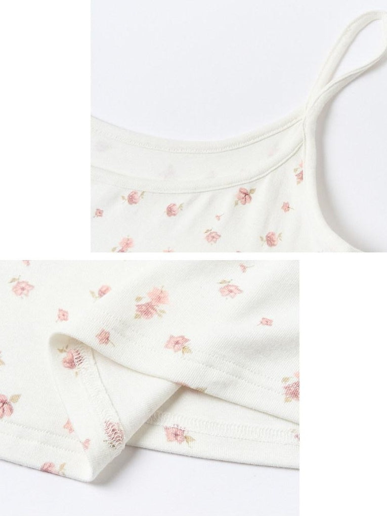 OuttheBlue Floral Ruffle V-neck Tie Front Fitted High Stretch White Viscose Camisoles
